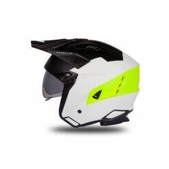 Casca semi-integrala Ufo Plast Sheratan Jet, vizor fumuriu, alb/negru/verde-fluo