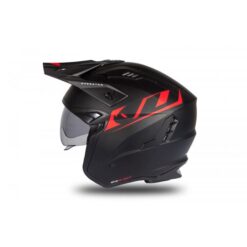 Casca semi-integrala Ufo Plast Sheratan Jet, vizor fumuriu, negru-mat/rosu